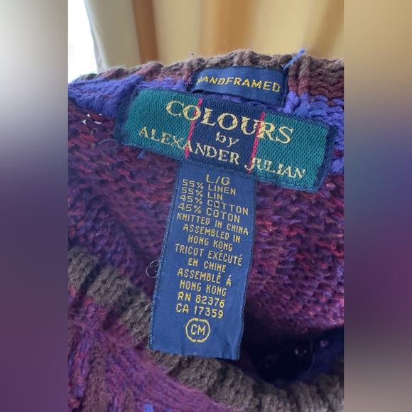 Vintage Linen/Cotton Blend Cable Knit Crewneck Men’s Size Large Warm Sweater - Picture 3 of 12